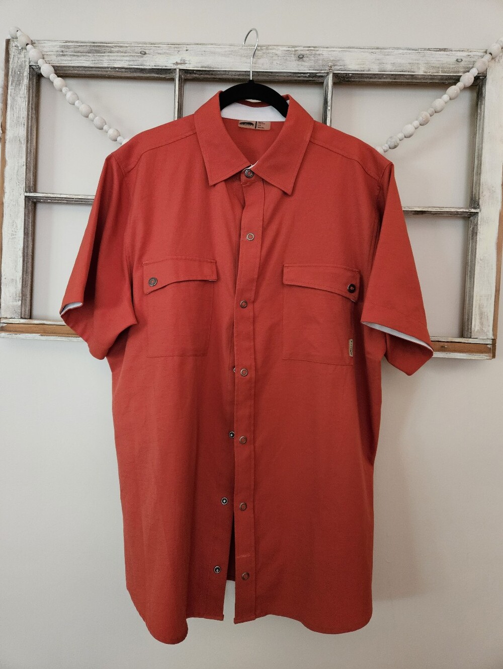 GoLite Men's Short Sleeve Casual Button-Up Shirt Burnt Orange Large